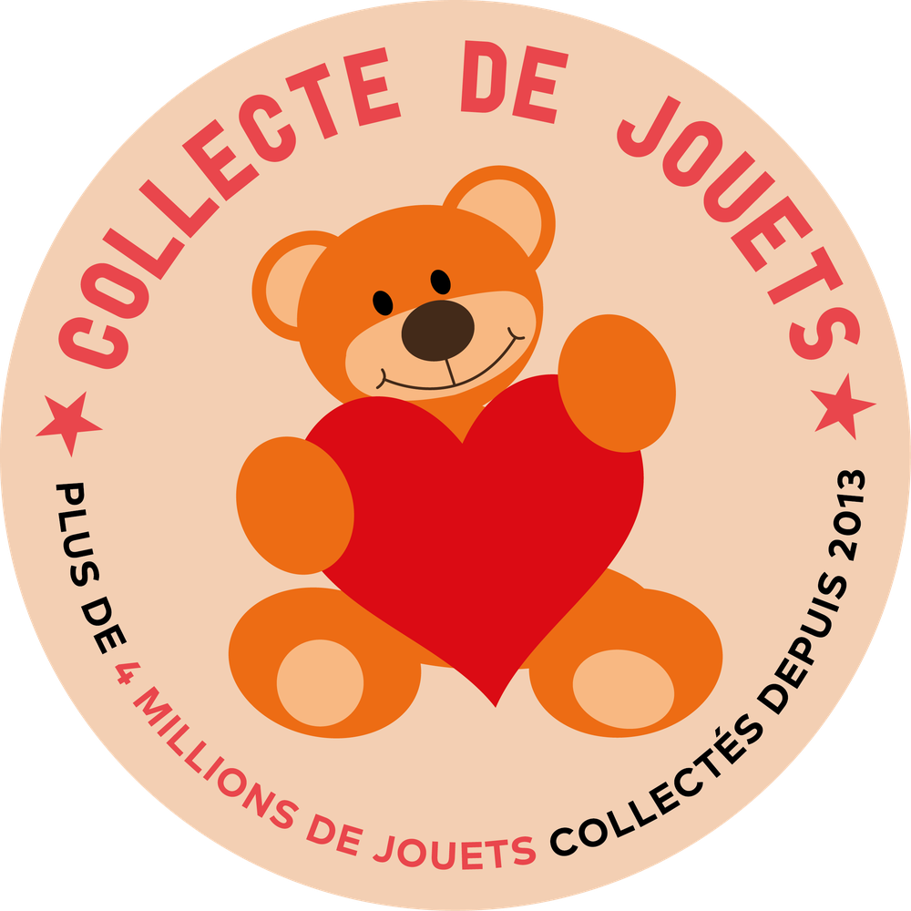 nounours tenant un coeur : collecte de jouets