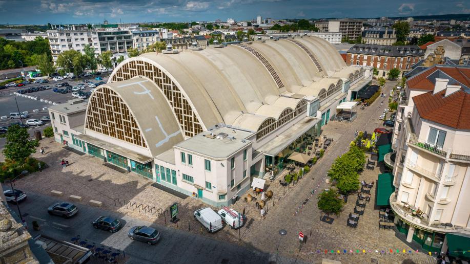 Les Halles du Boulingrin à REIMS, vue du ciel